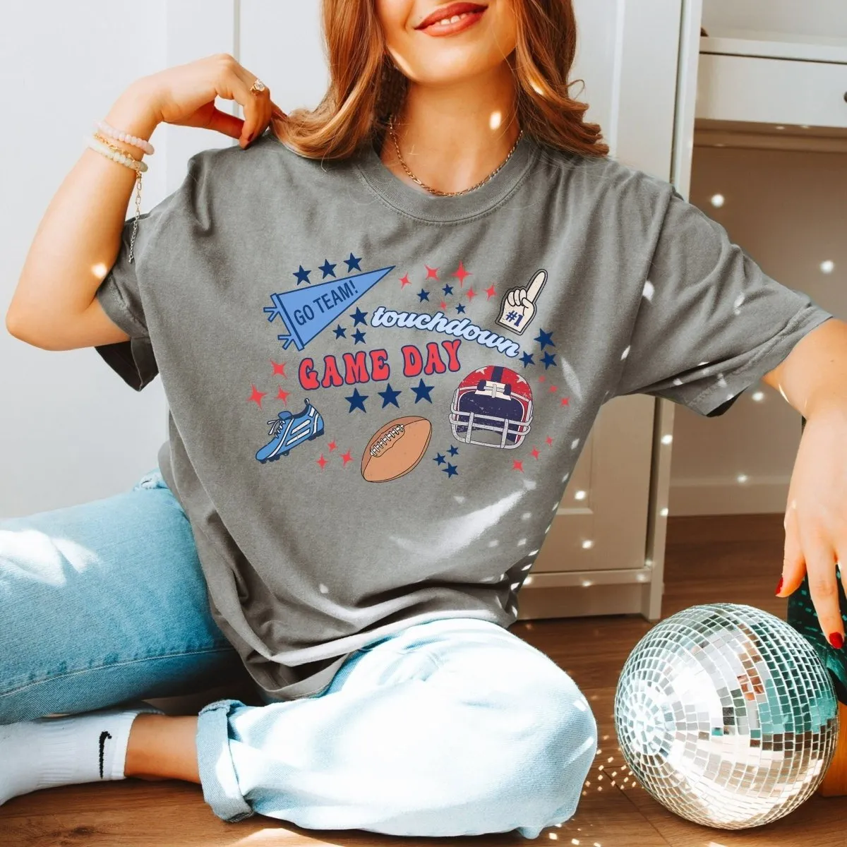 Football Game Day Retro Collage Comfort Color Tee sold by Roxie’s Picks product image thumbnail 5