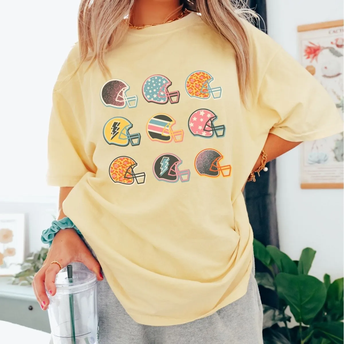Colorful Football Helmets Comfort Color Tee sold by Roxie’s Picks product image thumbnail 2