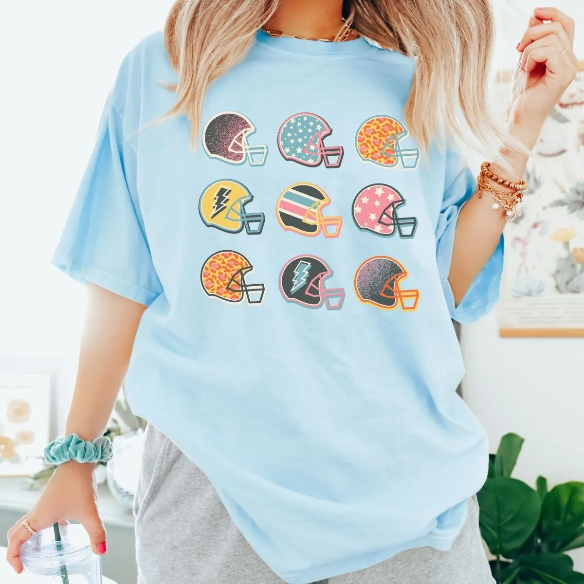 Colorful Football Helmets Comfort Color Tee sold by Roxie’s Picks product image thumbnail 3