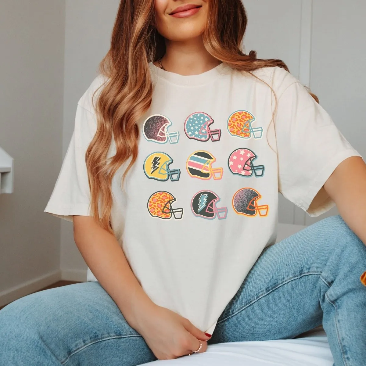 Colorful Football Helmets Comfort Color Tee sold by Roxie’s Picks product image thumbnail 4