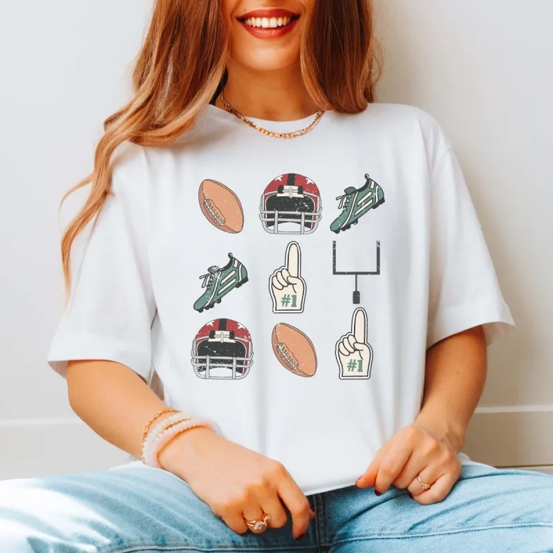 Football Collage Graphic Tee sold by Roxie’s Picks