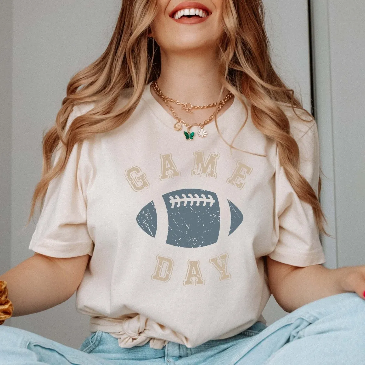 Game Day Blue Football Graphic Tee sold by Roxie’s Picks