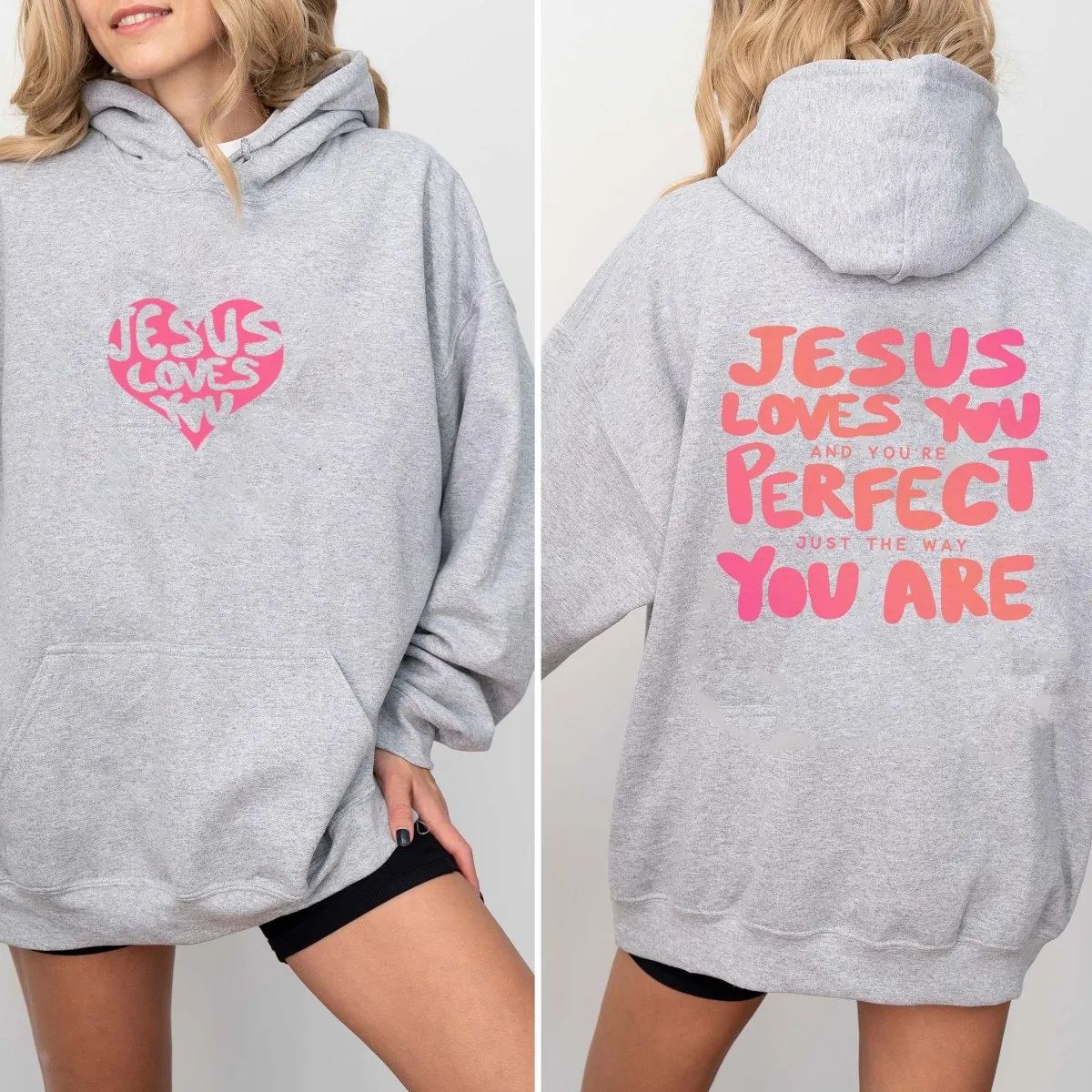 Jesus Loves You Just The Way You Are Hoodie With Front & Back Designs sold by Roxie’s Picks product image thumbnail 3