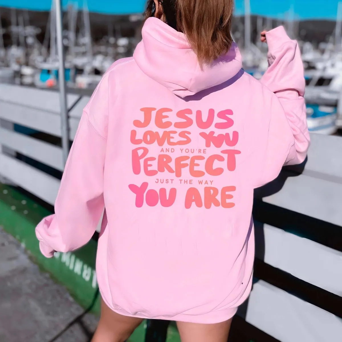 Jesus Loves You Just The Way You Are Hoodie With Front & Back Designs sold by Roxie’s Picks product image thumbnail 4