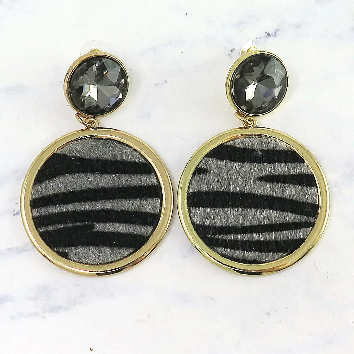 Gold Crystal Animal Print Dangle Earrings sold by Roxie’s Picks product image thumbnail 4