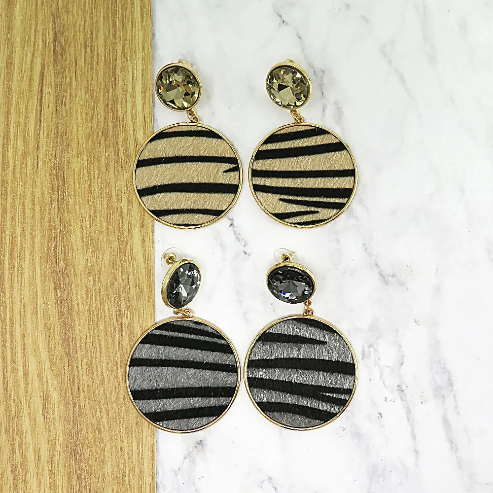 Gold Crystal Animal Print Dangle Earrings sold by Roxie’s Picks