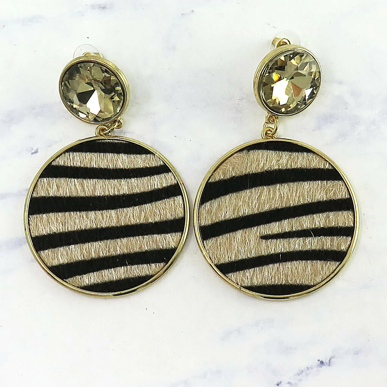 Gold Crystal Animal Print Dangle Earrings sold by Roxie’s Picks product image thumbnail 5