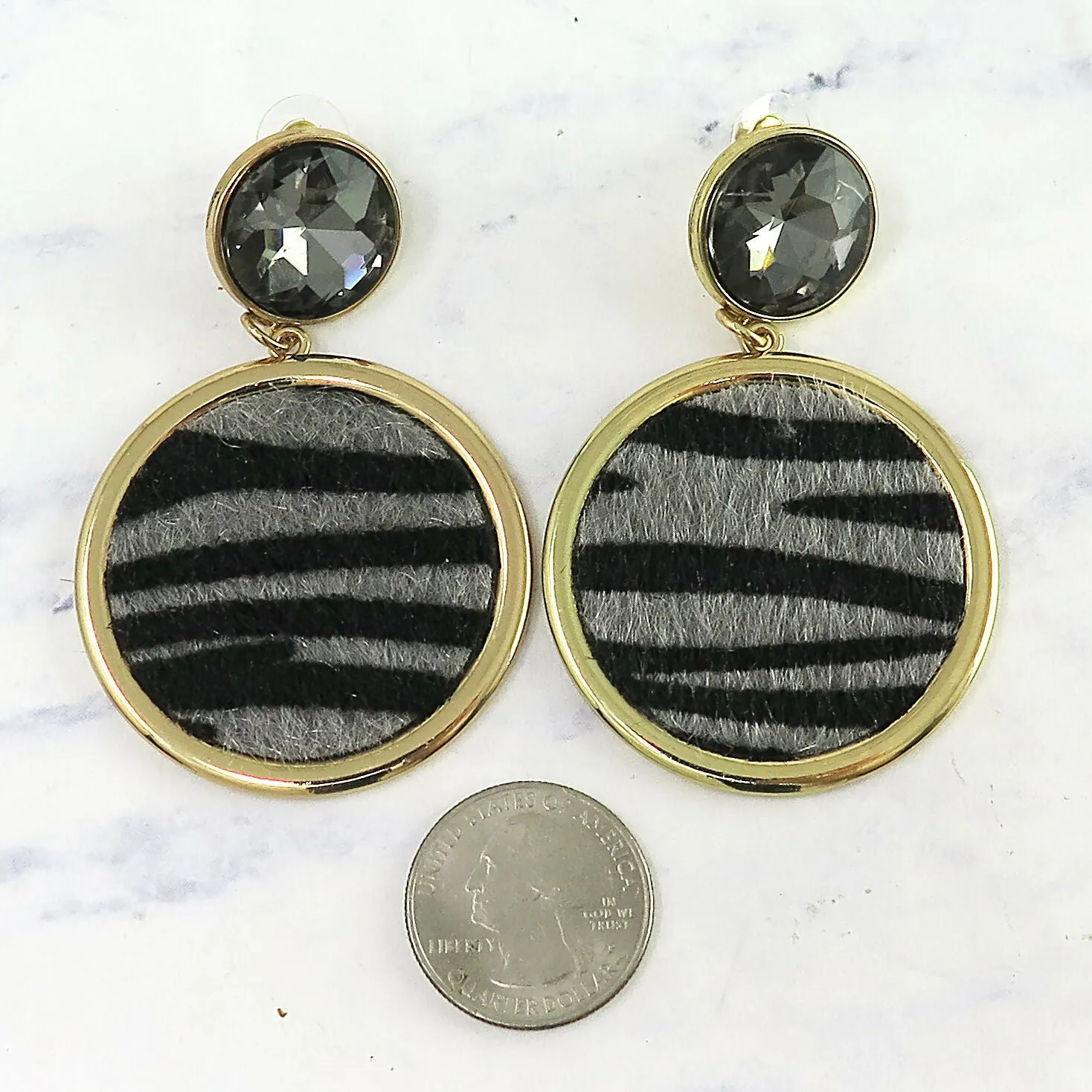 Gold Crystal Animal Print Dangle Earrings sold by Roxie’s Picks product image thumbnail 2