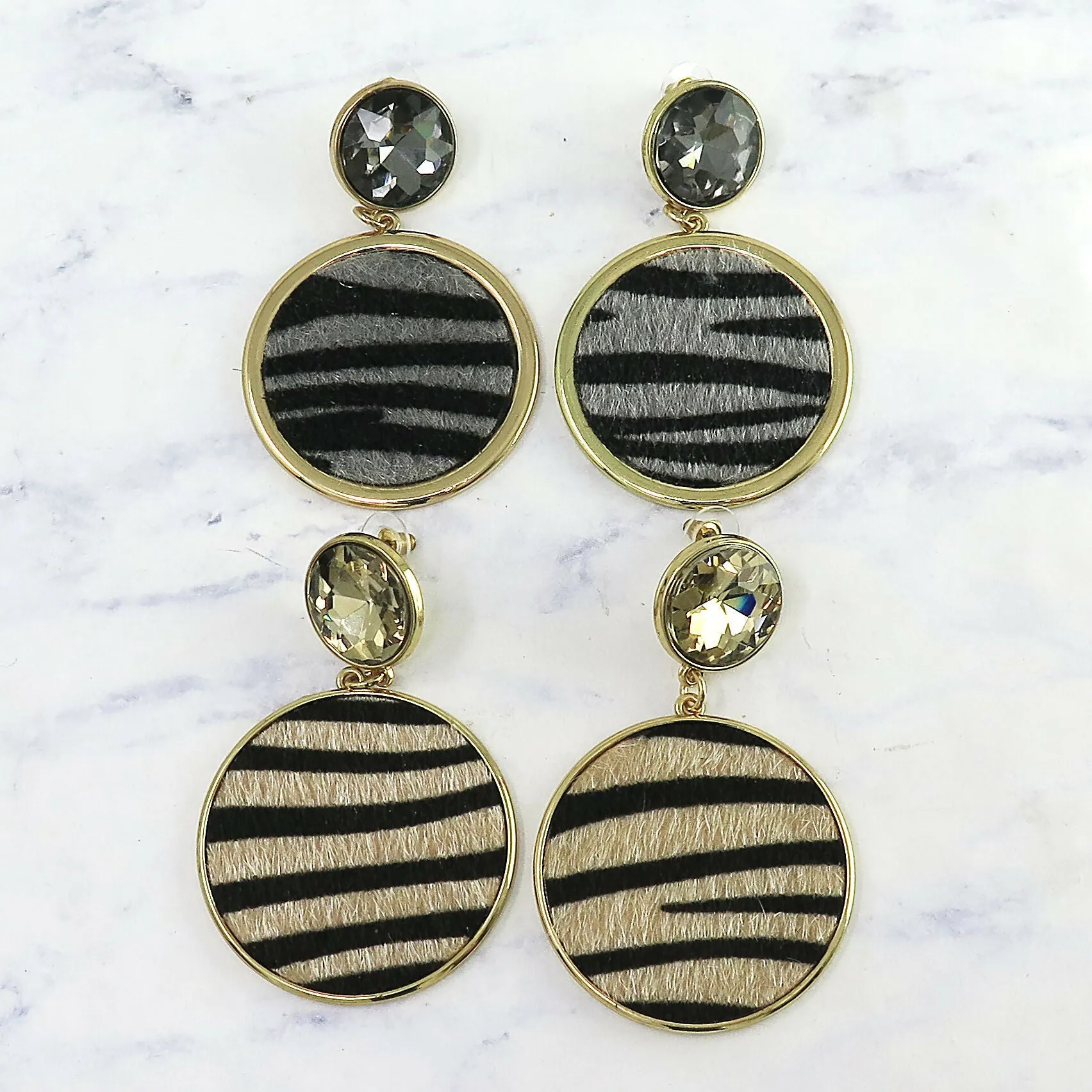 Gold Crystal Animal Print Dangle Earrings sold by Roxie’s Picks product image thumbnail 3