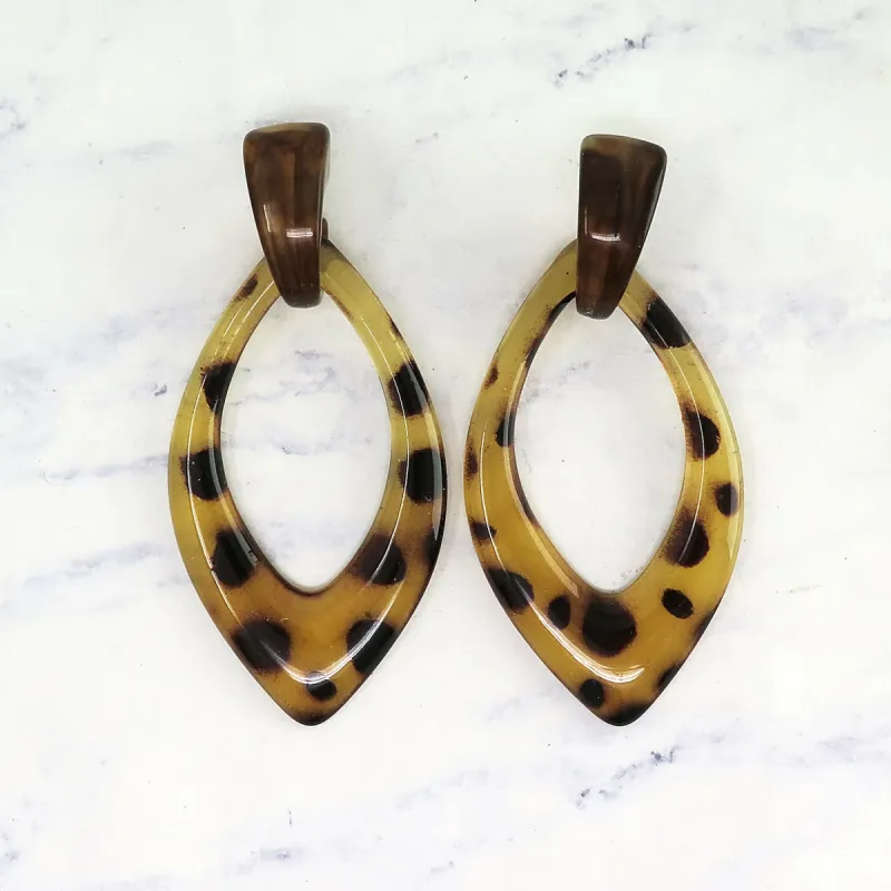 Lucite Animal Print Marquise Dangle Earrings sold by Roxie’s Picks