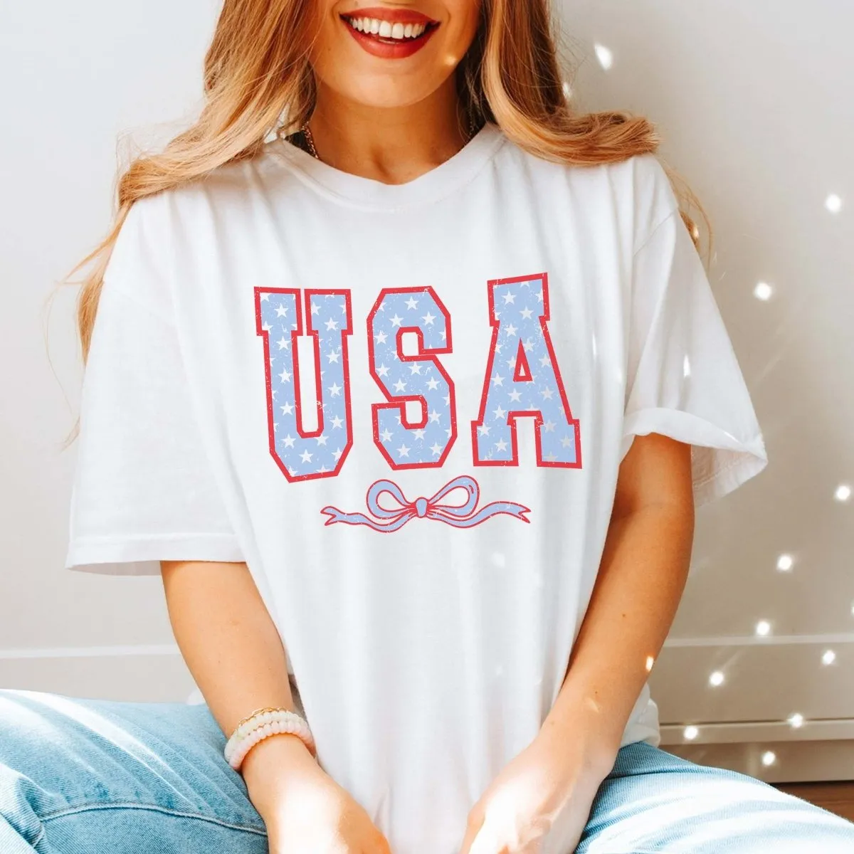 USA With Bow Comfort Color Tee sold by Roxie’s Picks product image thumbnail 2
