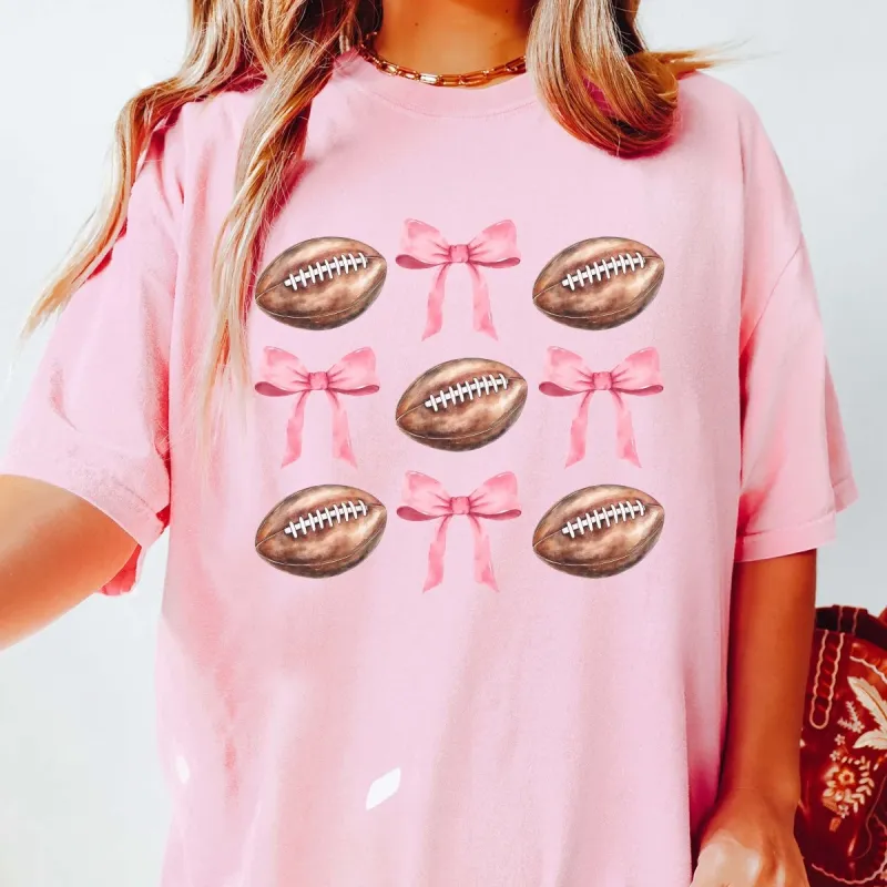 Football Bow Collage Comfort Color Tee sold by Roxie’s Picks