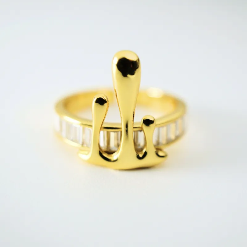 Crystal Molten Drip Ring Adjustable 18K Gold Vermeil made by Roxie’s Picks