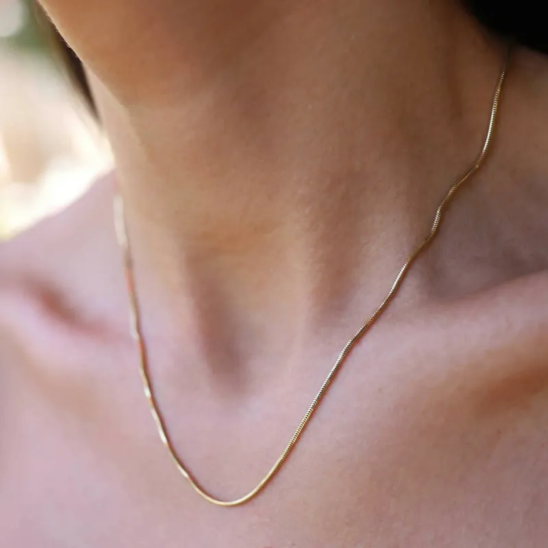 Skinny Herringbone Snake Chain Necklace 18K Gold Vermeil sold by Roxie’s Picks