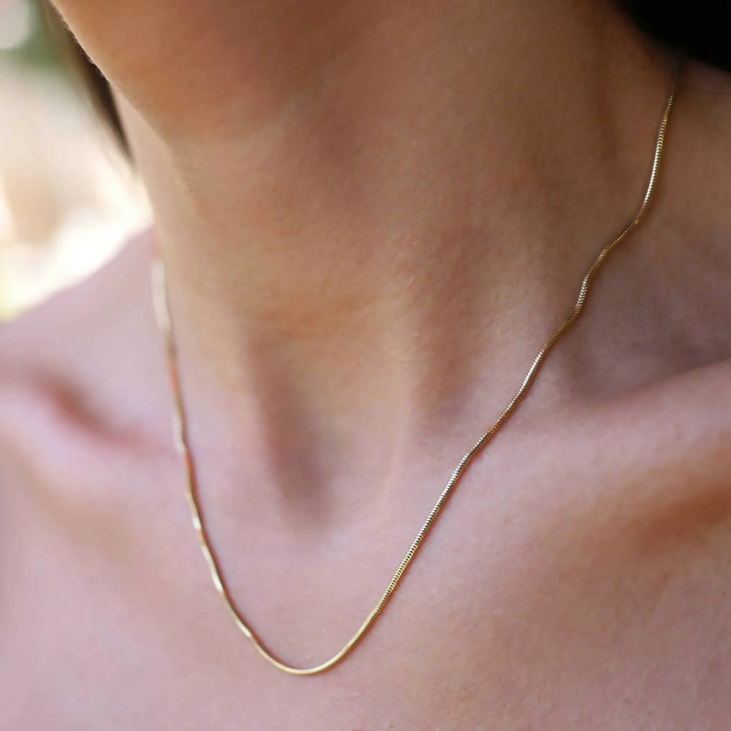 Skinny Herringbone Snake Chain Necklace 18K Gold Vermeil sold by Roxie’s Picks