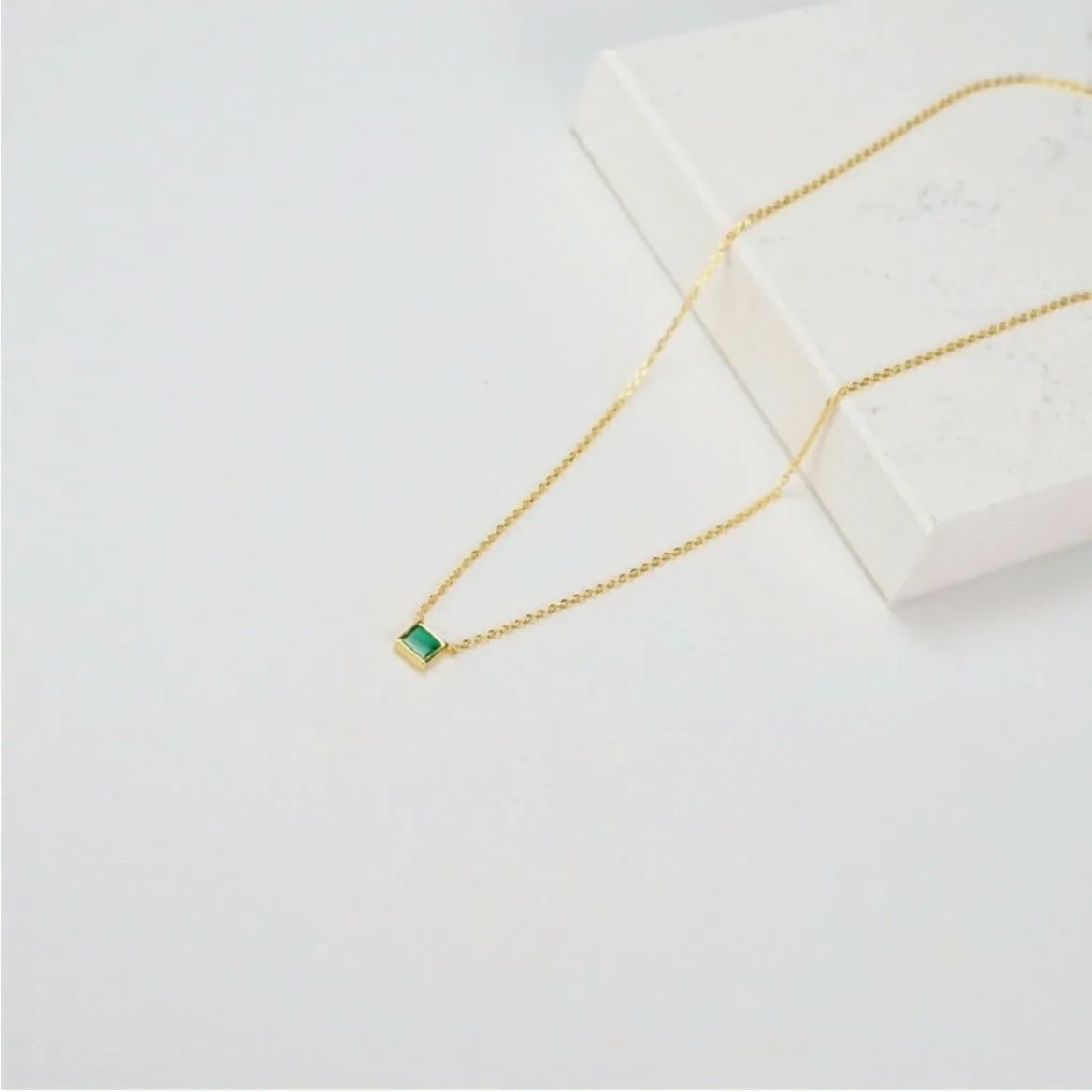 Malachite Necklace Square Pendant 18K Gold Vermeil sold by Roxie’s Picks product image thumbnail 3