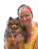 Patriotic Chinoiserie Floral Dog Bow Clip and Dog Collar Bowtie sold by Roxie’s Picks