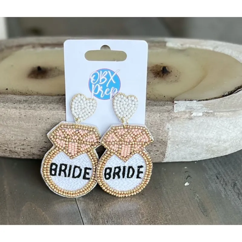 Bride Ring Handmade Seed Beaded Drop Earrings sold by Roxie’s Picks