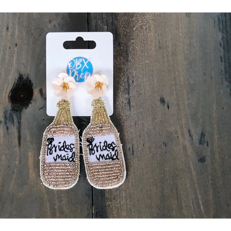 Bridesmaid Champagne Seed Beaded Drop Earrings made by Roxie’s Picks