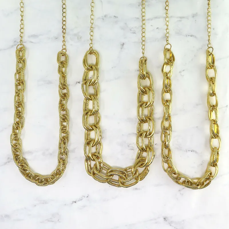 Gold Textured Chain Link Necklaces sold by Roxie’s Picks