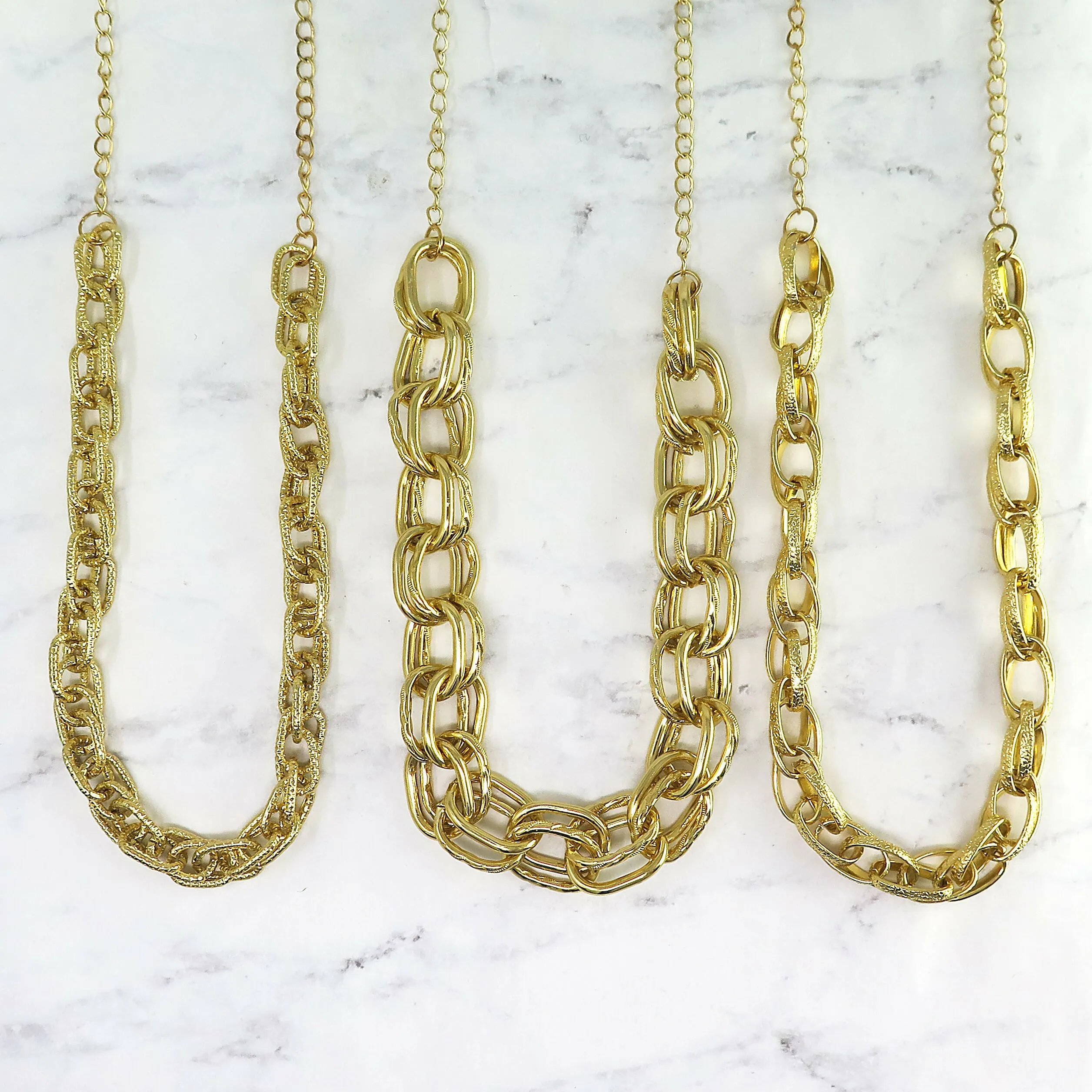 Gold Textured Chain Link Necklaces sold by Roxie’s Picks