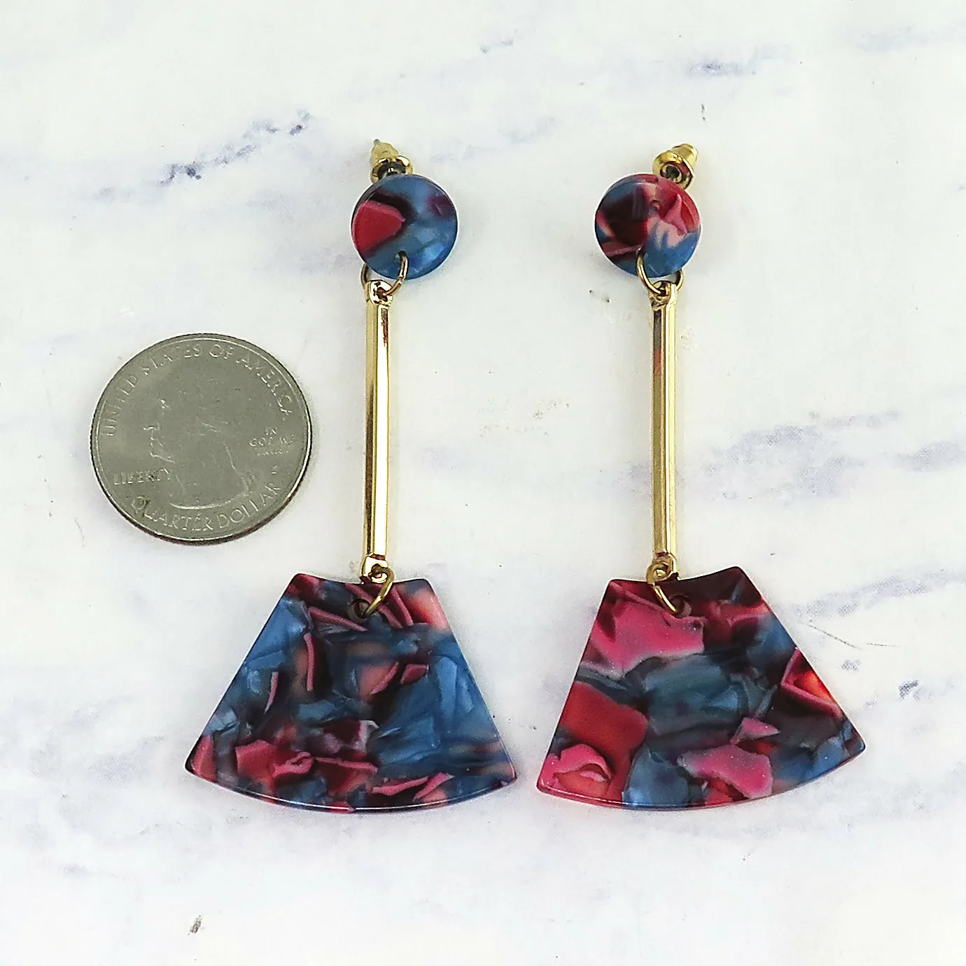 Gold Lucite Marble Dangle Earrings sold by Roxie’s Picks product image thumbnail 2