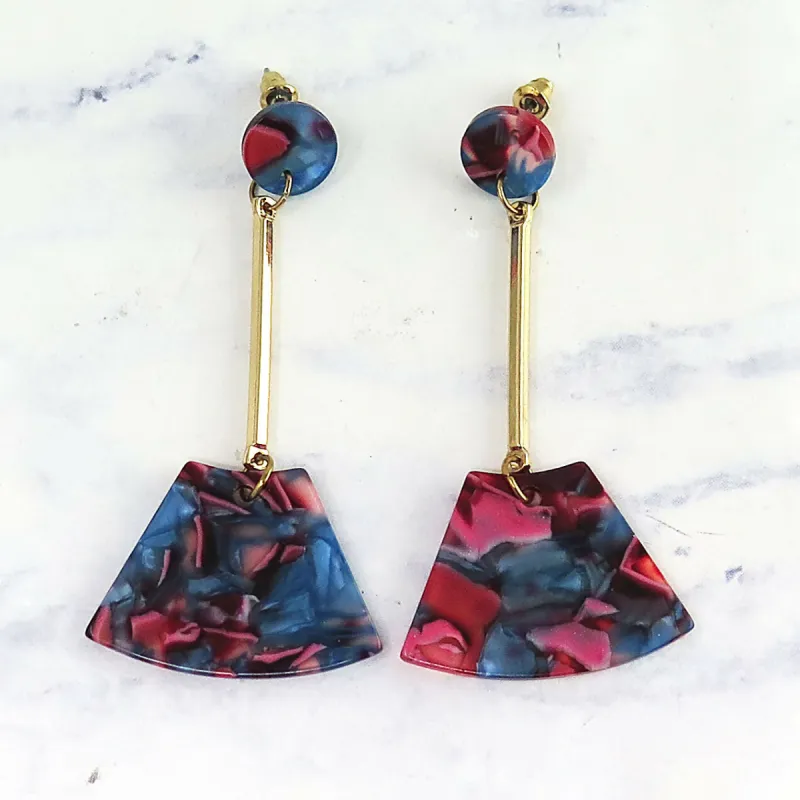 Gold Lucite Marble Dangle Earrings sold by Roxie’s Picks