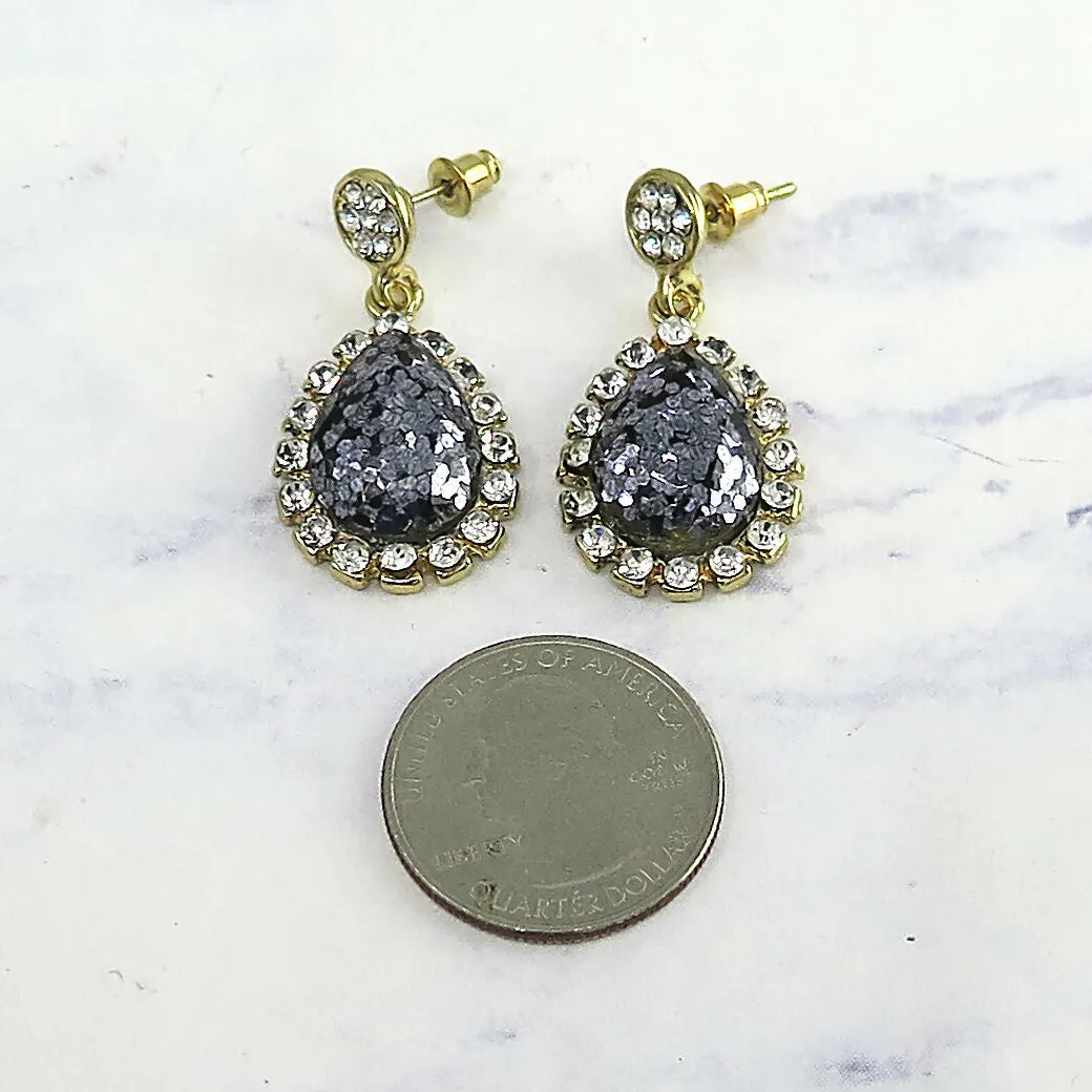 Gold Metallic Crystal Teardrop Earrings sold by Roxie’s Picks product image thumbnail 3