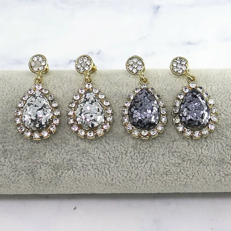 Gold Metallic Crystal Teardrop Earrings sold by Roxie’s Picks