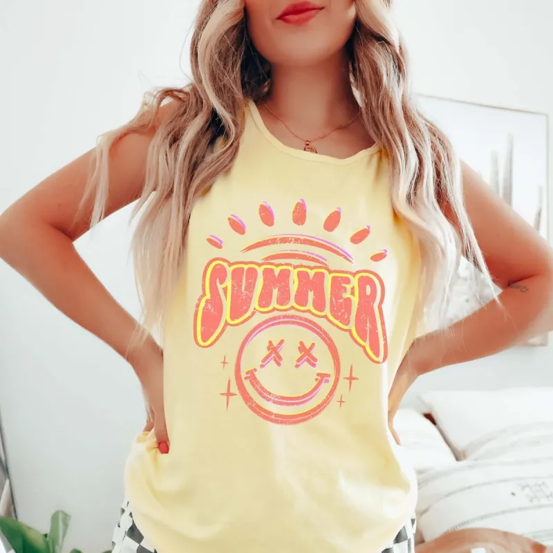 Orange Summer Smile Comfort Color Tank sold by Roxie’s Picks