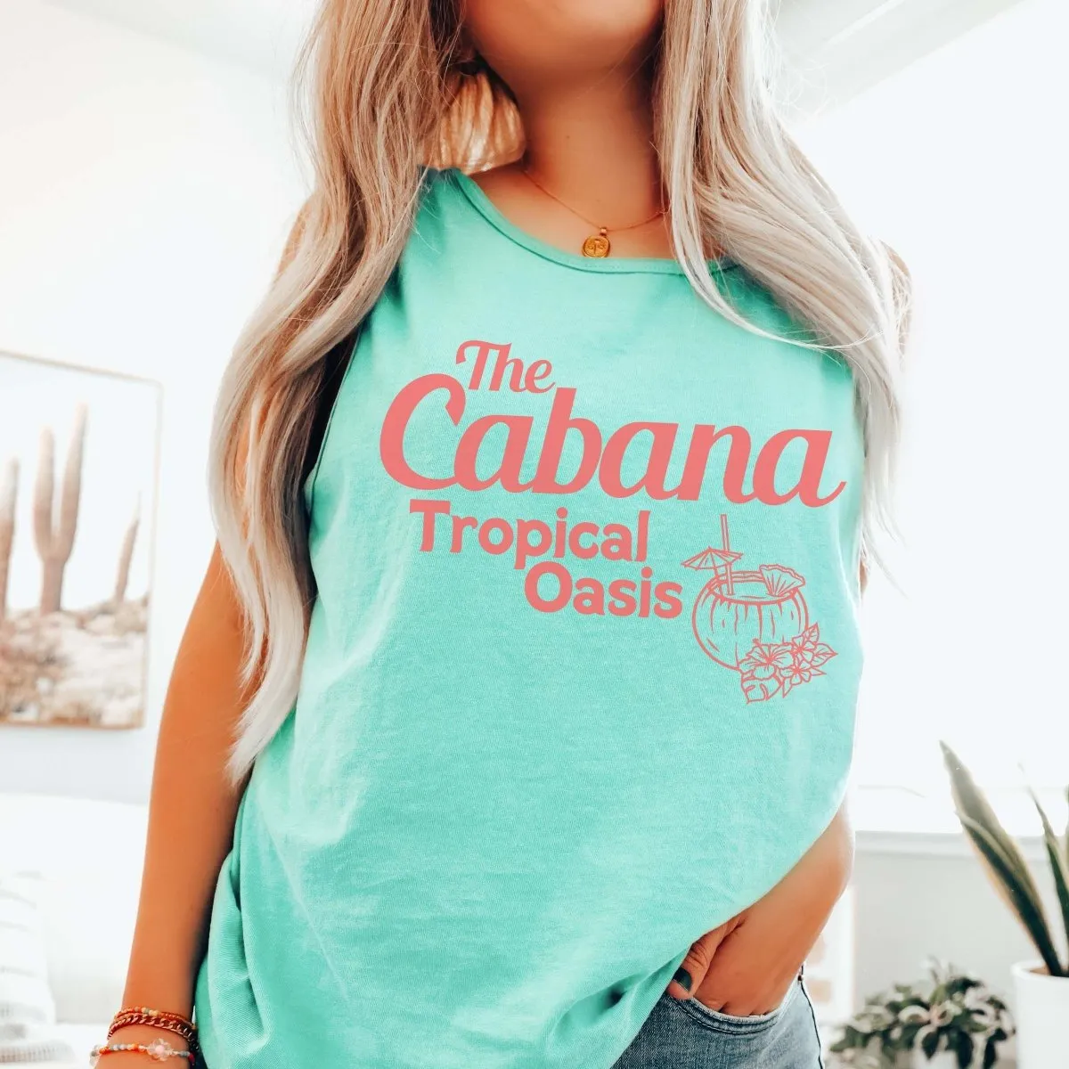 The Cabana Tropical Oasis Comfort Color Tank sold by Roxie’s Picks product image thumbnail 3