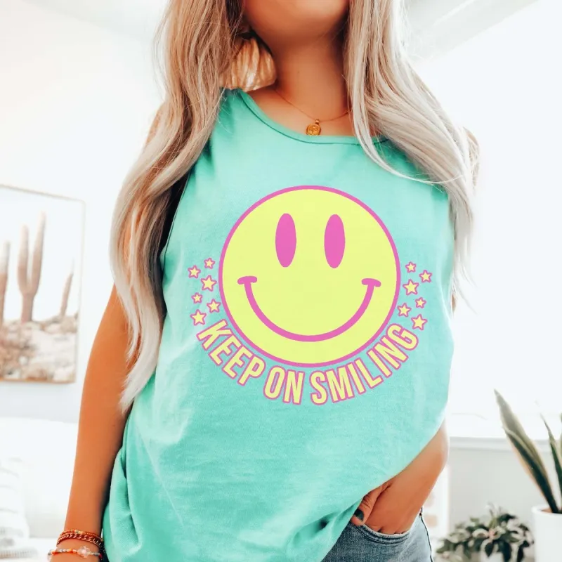 Keep On Smiling Comfort Color Tank sold by Roxie’s Picks