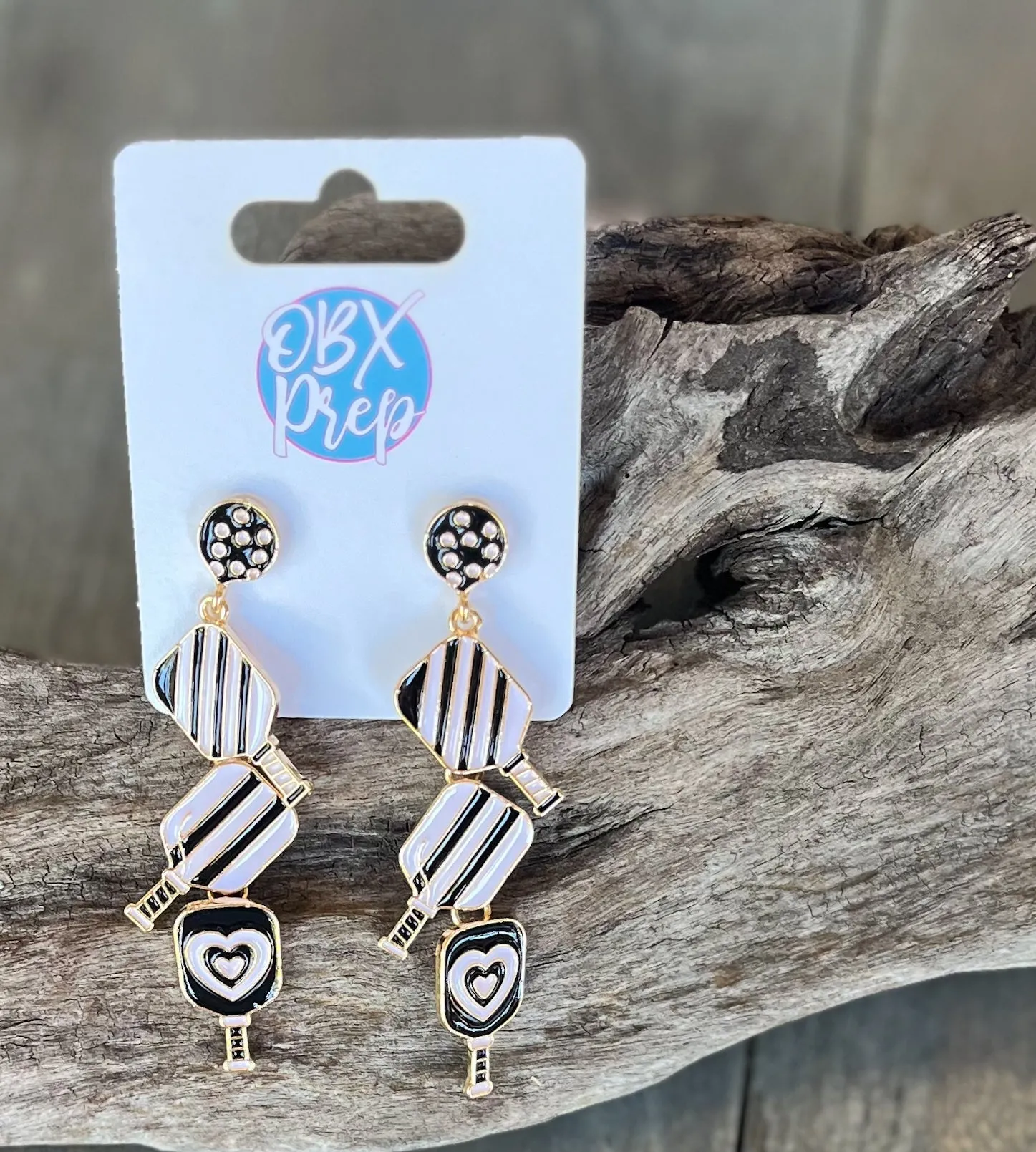 Jenny Pickleball Paddle and Ball Triple Linked Enamel Dangle Earrings sold by Roxie’s Picks product image thumbnail 3