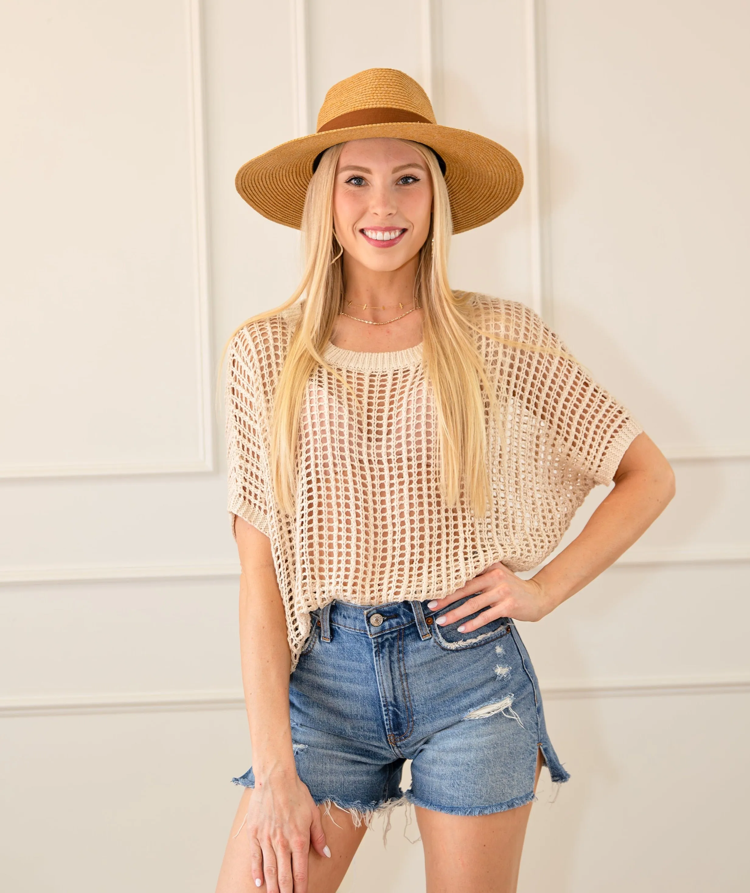 Fishnet Round Neck Short Sleeve Top sold by Roxie’s Picks product image thumbnail 3