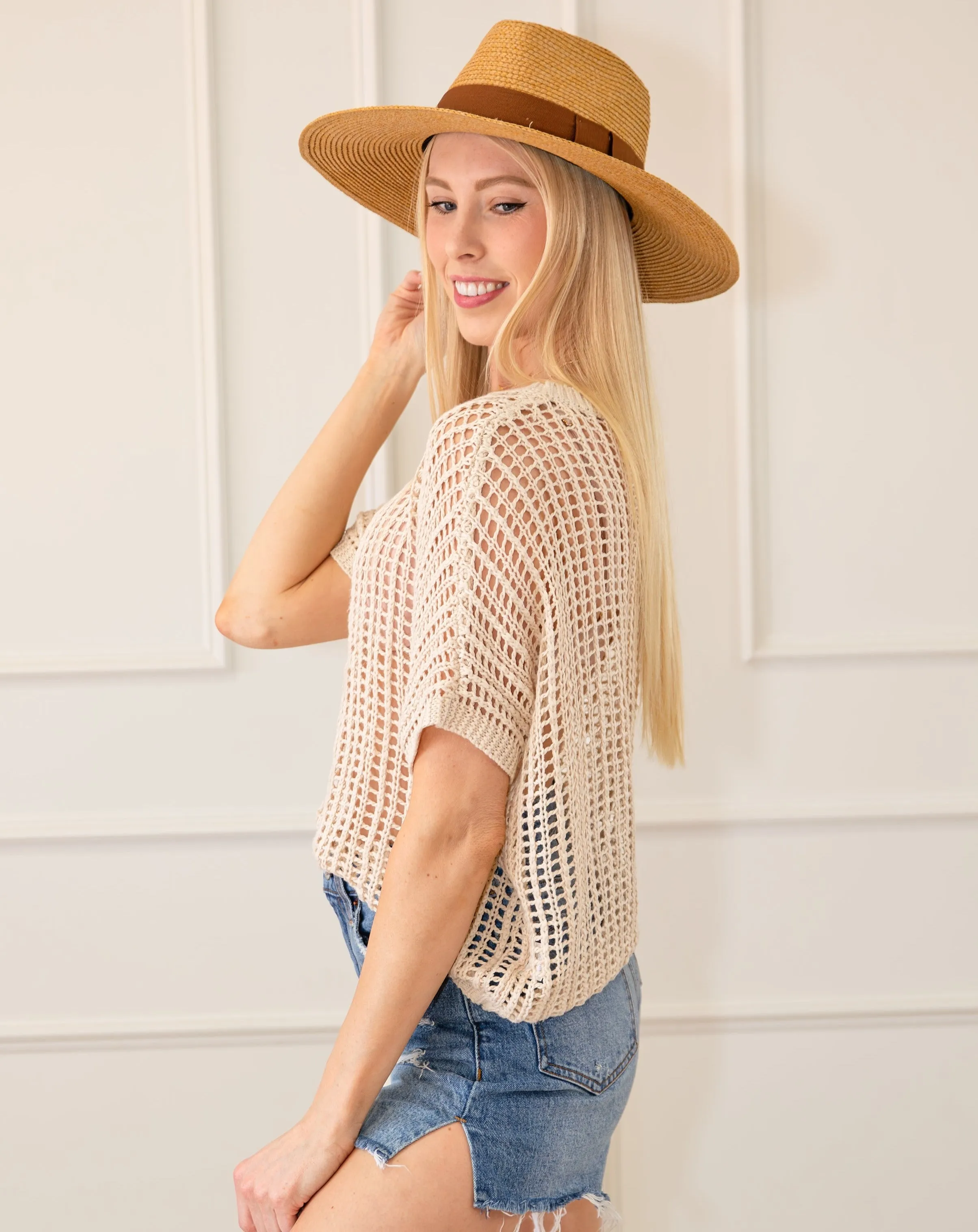 Fishnet Round Neck Short Sleeve Top sold by Roxie’s Picks product image thumbnail 4