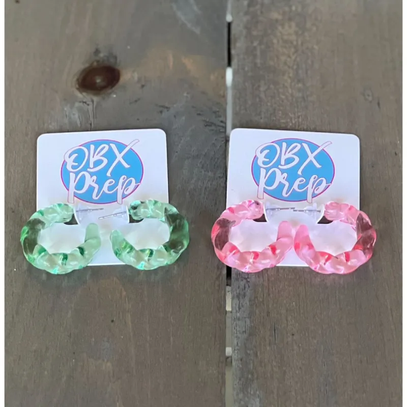 Twist Color Resin Hoop Acrylic Earrings sold by Roxie’s Picks