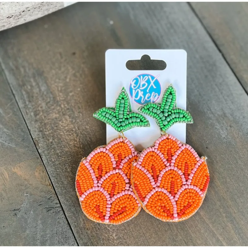 Preppy Pineapple Acorn Dangle Seed Beaded Earrings sold by Roxie’s Picks