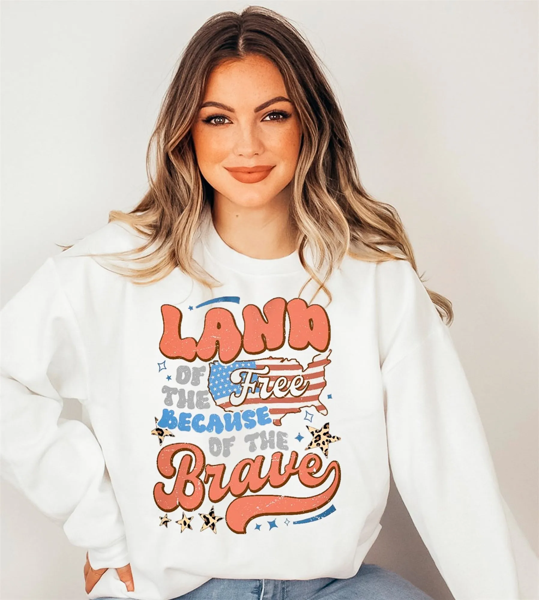 Land Of The Free Because Of The Brave T-Shirt or Crew Sweatshirt sold by Roxie’s Picks