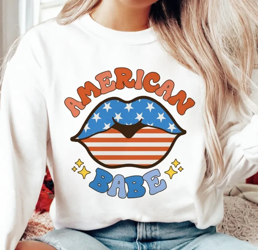 American Babe T-Shirt or Crew Sweatshirt sold by Roxie’s Picks