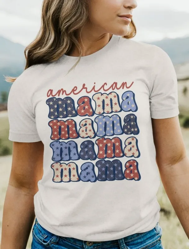 American Mama (Stacked) T-Shirt or Crew Sweatshirt sold by Roxie’s Picks