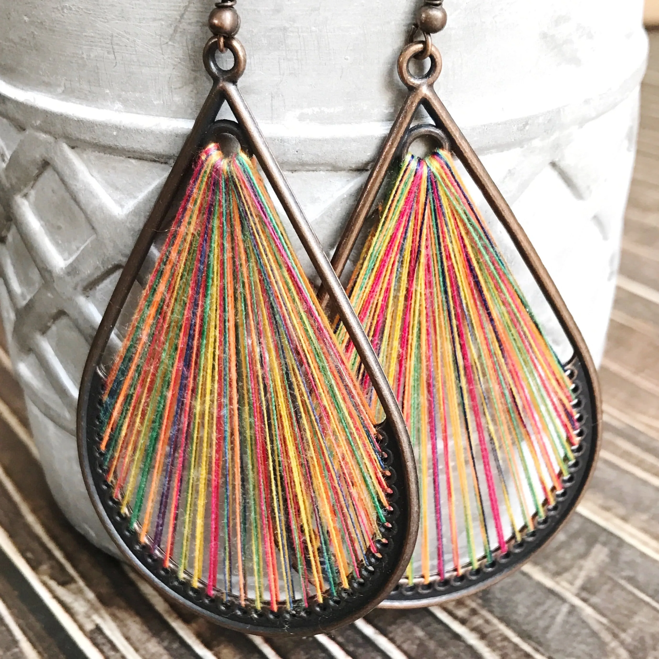 Threaded Boho Dangle Teardrop and Triangle Earrings sold by Roxie’s Picks product image thumbnail 3