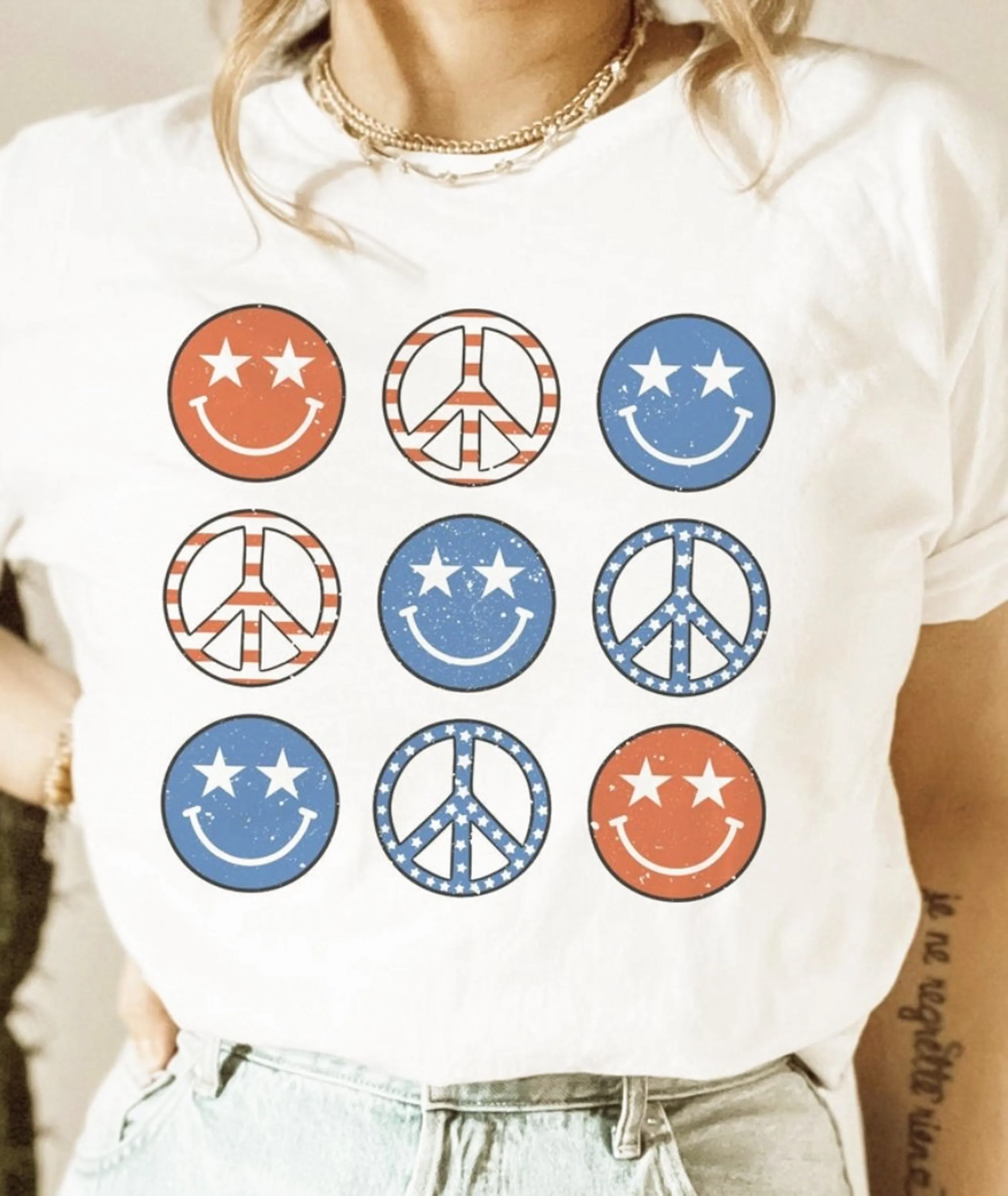 Patriotic Peace Sign T-Shirt or Crew Sweatshirt sold by Roxie’s Picks
