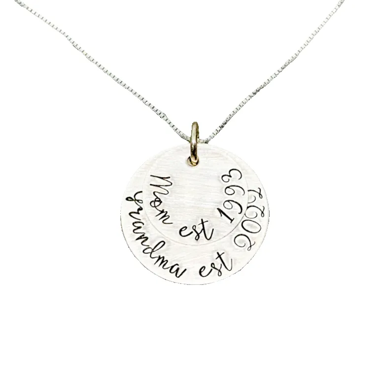 Mom Grandma Established Personalized Mom Necklace with dates sold by Roxie’s Picks product image thumbnail 2
