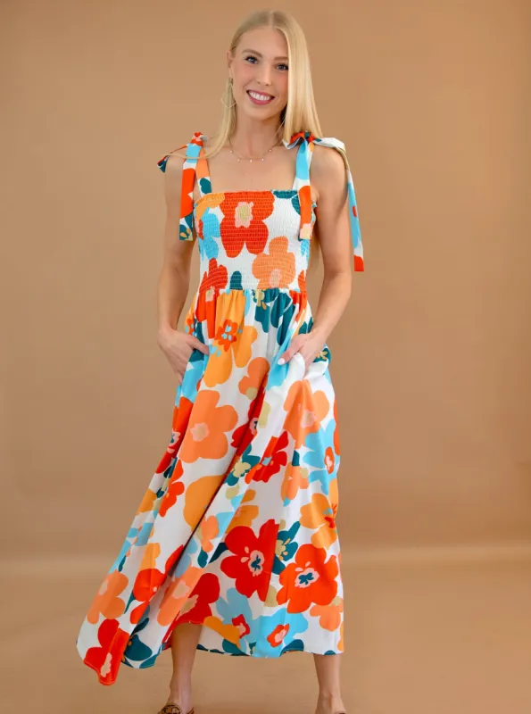 Self Tied Straps Smocked Bust Maxi Dress sold by Roxie’s Picks