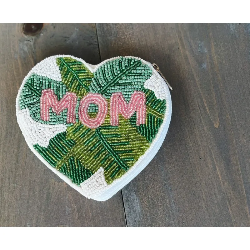 Mom Palm Heart Seed Beaded Coin Purse sold by Roxie’s Picks