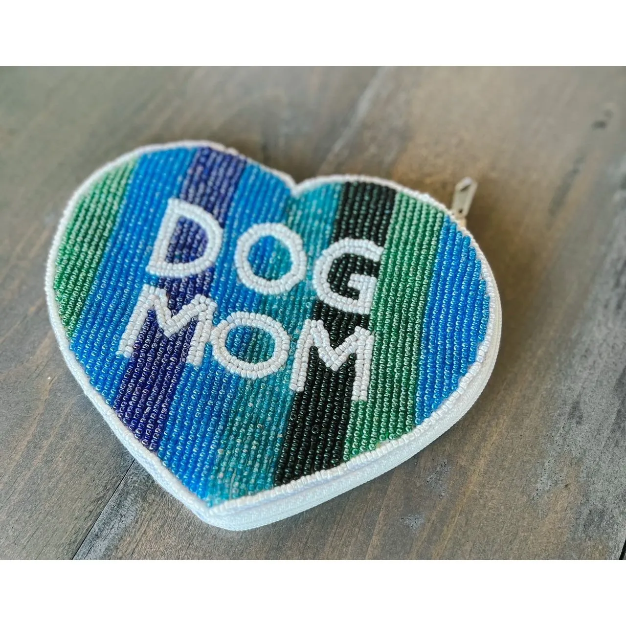 Dog Mom Striped Heart Seed Beaded Coin Purse sold by Roxie’s Picks product image thumbnail 2