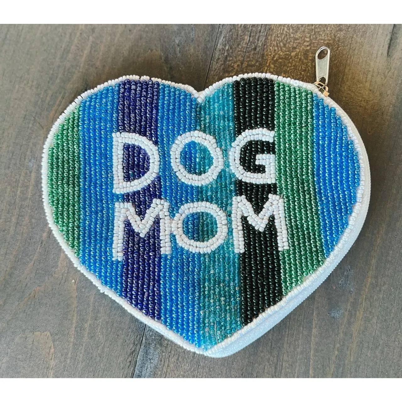 Dog Mom Striped Heart Seed Beaded Coin Purse sold by Roxie’s Picks