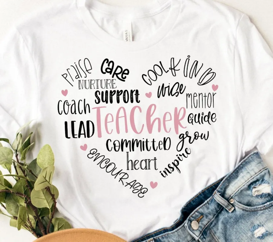 Teacher Heart T-Shirt or Crew Sweatshirt sold by Roxie’s Picks
