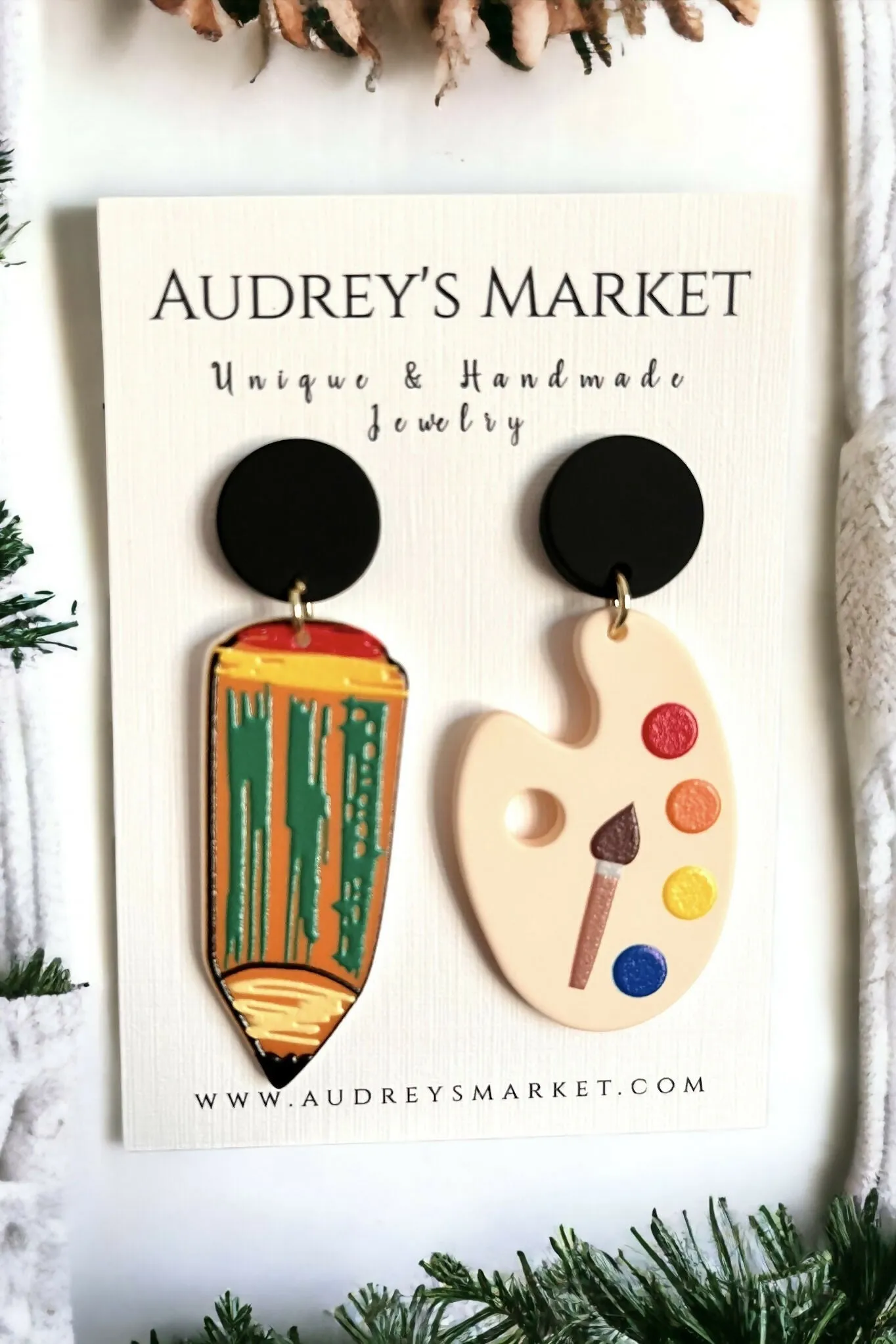 Art Teacher Christmas Gift - Canvas Colorful Earrings sold by Roxie’s Picks product image thumbnail 2