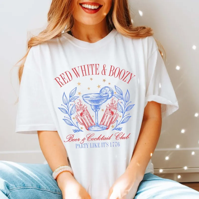 Red White & Boozy Cocktail Club Comfort Color Tee made by Roxie’s Picks